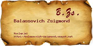 Balassovich Zsigmond névjegykártya